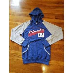 NFL NY Giants Girls XL 16 Pullover Hoodie Long Sleeve Blue‎ Gray
